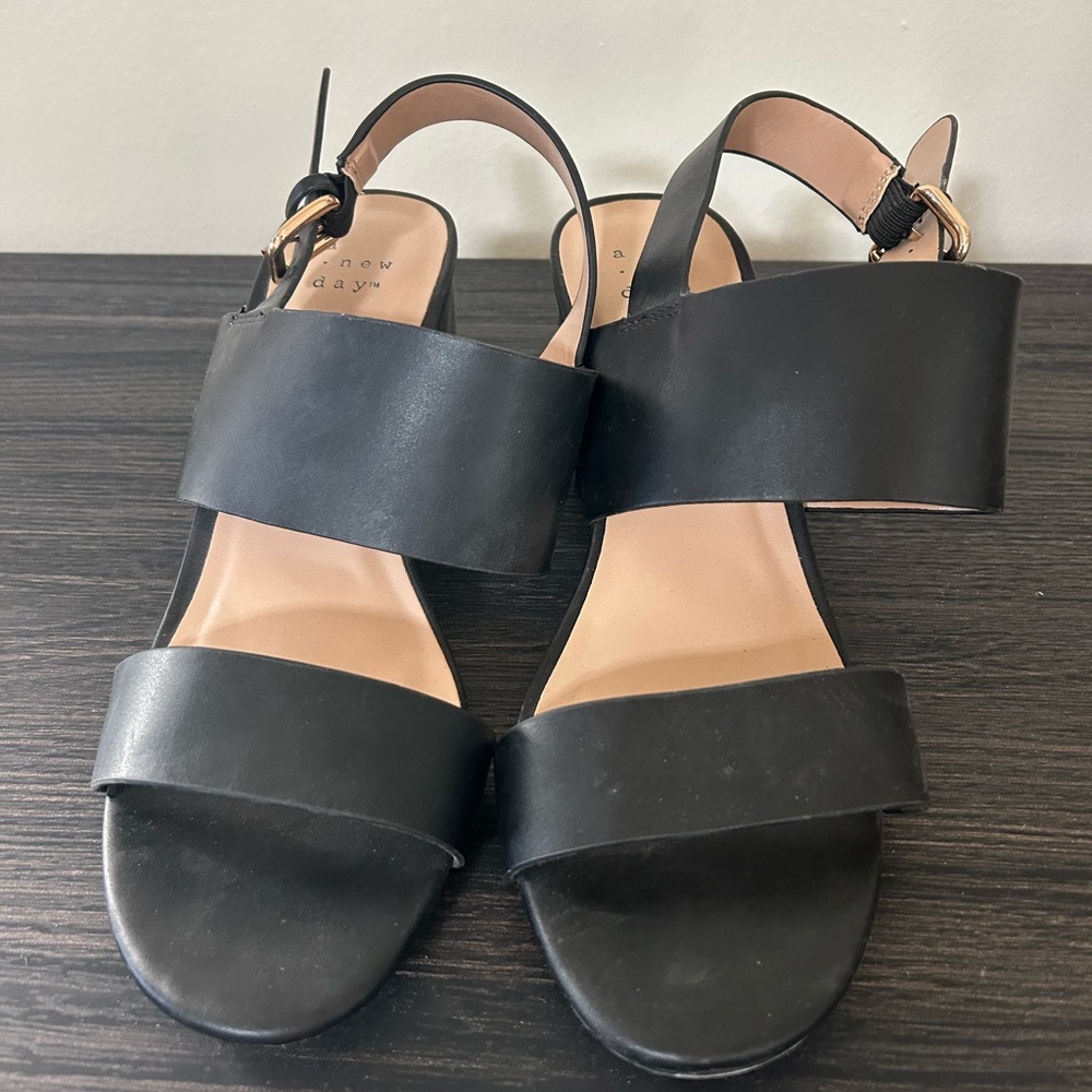 a new day Black Block Heel Sandals with Ankle Buckle - Picture 2 of 3